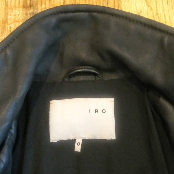 IRO BLACK LAMB LEATHER MOTORCYCLE CAFE JACKET SZ 0 - Picture 5 of 8